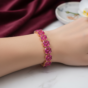 Octagon Design Baguette Cut Ruby CZ Stone <b>Adjustable</b> Tennis <b>Bracelet</b> Wholesale Handmade Turkish 925 Sterling <b>Silver</b> - Product Image 3