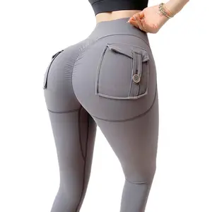사용자 정의 엉덩이 리프팅 꽉 피팅 레깅스 엉덩이 리프트 섹시한 피트니스 땀 바지 체육관 착용 높은 허리 레깅스 포켓