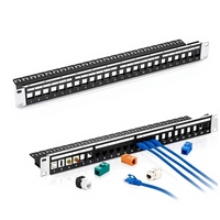 Panel Patch Fiber Optik 24-Port RJ45 1U High Density Rack Mount dengan Garansi 3 Tahun untuk Sistem Kabel Terstruktur Pusat Data