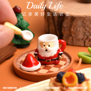 <b>Mini</b> Santa Claus Tea Cup Set Resin Flatback Cabochon for DIY Miniature Christmas Food Play Cream Glaze Handcrafted Accessories - Product Image 3