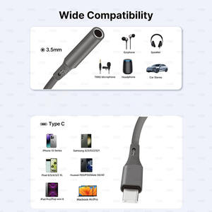 Adaptor Jack Headphone USB Type C ke 3.5mm Female dari Silika Gel Lembut, Kabel Dongle Audio USB C ke Aux untuk iPhone 15 Samsung - Product Image 5