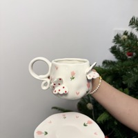 Ensemble tasse à café et assiette en céramique coréenne Lelyi, directement de l'usine, compatible lave-vaisselle, avec plateau, vente en gros