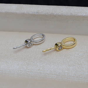 Pendentif en argent S925, design minimaliste pour femmes, plateau vide pour perles DIY, accessoires de bijoux semi-finis, 4044 - Product Image 2