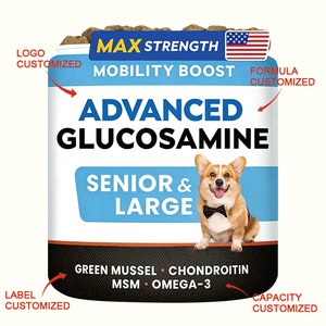 Glucosamine pour chiens seniors et grands chiens, formule avancée pour la mobilité, avec moule à lèvres vertes, chondroïtine, MSM et oméga-3, disponible en stock OEM - Product Image 2