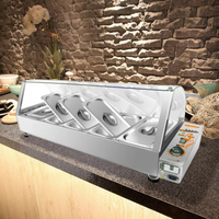 Bain-marie électrique à 5 bacs, machine à réchauffer la soupe de comptoir, réchauffeur de nourriture électrique commercial, bouilloire à soupe en acier inoxydable