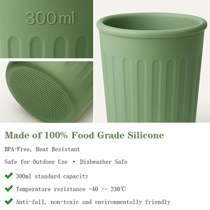 Vaso de Silicona para Exteriores de 300 ml, Libre de BPA, Irrompible, con Logotipo Personalizado, Ecológico, Ideal para Camping, Senderismo, Viajes y Uso Diario - Product Image 4