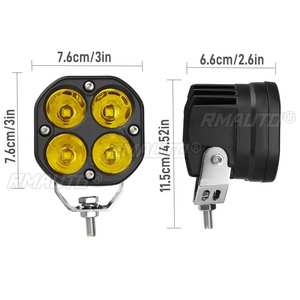 Barra de Luz LED de Trabajo de 3'' (40W) para Motocicleta, Lámpara Antiniebla Ámbar para Conducción, Foco para ATV, Coche, 4x4, Camión Todoterreno, Montaje Empotrado, Tractor - Product Image 4