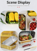 Conteneur rectangulaire en aluminium doré, 1800 ml, avec couvercle transparent, qualité alimentaire, compatible four, pour plats à emporter et restauration rapide, vente chaude directe usine