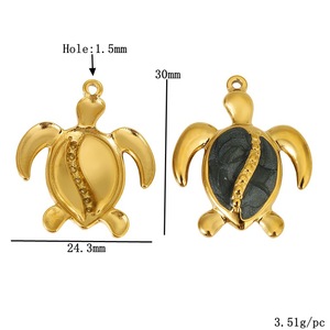 Breloque tortue en émail acier inoxydable, pendentif animal coloré doré pour bijoux DIY, accessoire de porte-clés - Product Image 2
