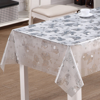 Nappe en PVC plastique dorée à motifs floraux RNPT avec grand bordure diamantée et motif goutte transparente pour la salle à manger