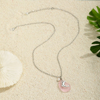 Collier Hawaïen en Gros avec Pendentif Tortue/Dolphin/Coquillage en Perle d'Eau Douce et Pierre Givrée en Verre de Mer