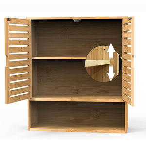 Armoire de rangement murale en bambou pour cuisine et salle de bain, armoire à pharmacie avec étagère réglable - Product Image 4