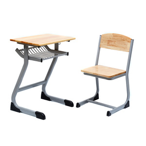 Lin Ying School <b>Desk</b> And Chair Set Modern Minimalist Style Wooden Top Metal Frame For Classroom And Home <b>Study</b> Use - Product Image 1