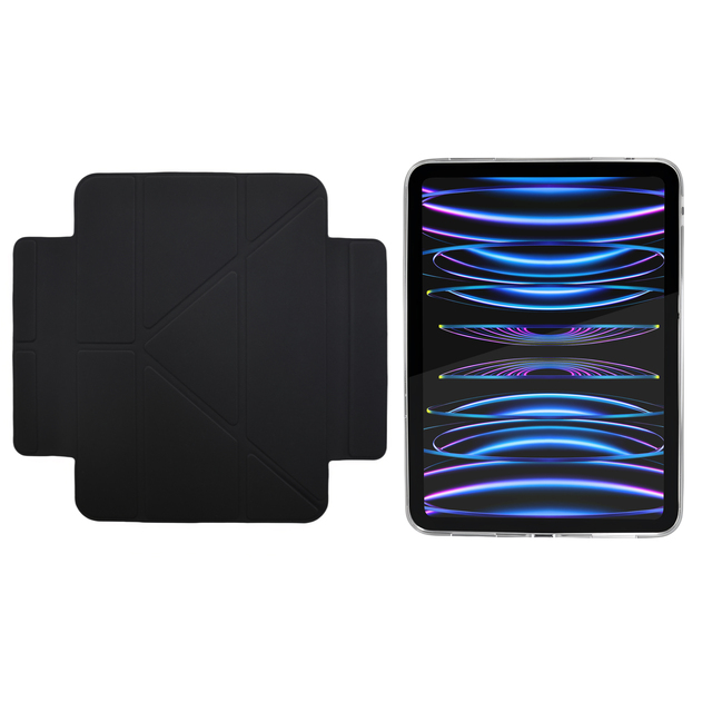 Wholesale Separable Magnetic Origami Folio Case Clear Transparent Back Multi-Angle Stand Auto Sleep Wake Cover