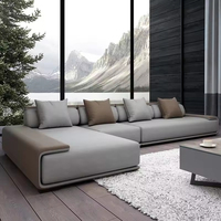 Ensemble de canapé-lit modulaire de luxe moderne en forme de L avec fonctionnalités extensibles pour l'appartement et l'hôtel Couverture en tissu de velours et de lin