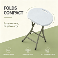 Tabouret pliable antidérapant en plastique avec pieds métalliques robustes pour la maison et l'extérieur