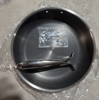 Wajan Penggorengan Anti Lengket Sarang Lebah Stainless Steel 3 Lapis Baja Berlapis Dasar Datar untuk Steak Telur Kompatibel dengan Semua Jenis Kompor