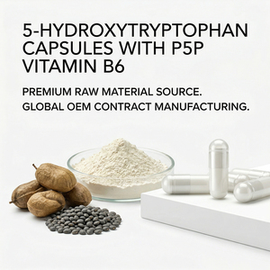 Capsules de 5-hydroxytryptophane en vrac avec <span class=keywords><strong>vitamine</strong></span> <span class=keywords><strong>B6</strong></span> <span class=keywords><strong>P5P</strong></span> pour la fabrication sur mesure en marque blanche - Product Image 1