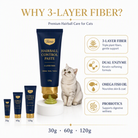 Pâte de contrôle des boules de poils naturelle quotidienne à 3 couches de fibres pour chats, formule premium à base de cellulose, orge, psyllium et double enzyme, OEM