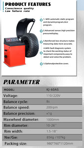 Machine d'équilibrage automatique des roues KARJOYS 10-26 pouces avec homologation CE, 200 tr/min, 110/220V pour la réparation des pneus - Product Image 3