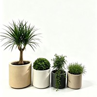 Pot de fleurs droit en couleur unie légère/sablée pour intérieur, balcon, sol – Combinaison de tailles simple (grande, moyenne, petite) pour plantation