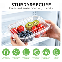 Boîte à emporter en PET à 4 compartiments avec couvercle, logo personnalisé, jetable, transparente, scellée, pour repas, vente en gros, en stock