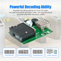 Mini module de scanner de codes à barres 1D pour ligne d'assemblage d'usine, logistique, kiosque, Plug & Play USB/RS232/TTL, écran de lecture et codes flous