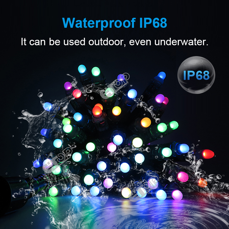 WS2811 RGB Bullet Regulated Regulator LED Pixel Lights DC12V 100ct IP68 PVC Remote & App Control Decor Colorful String Lights