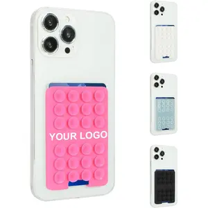 ODM Custom Logo Multi Function Silicone Mobile Phone Holder with Credit Card Pocket Portable Soft Stick-on Phone Grip Suction