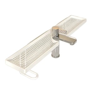 Étagère de salle de bain rectangulaire à un seul niveau en plastique, design minimaliste, à fixer au mur, pour le rangement sous l'évier - Product Image 5