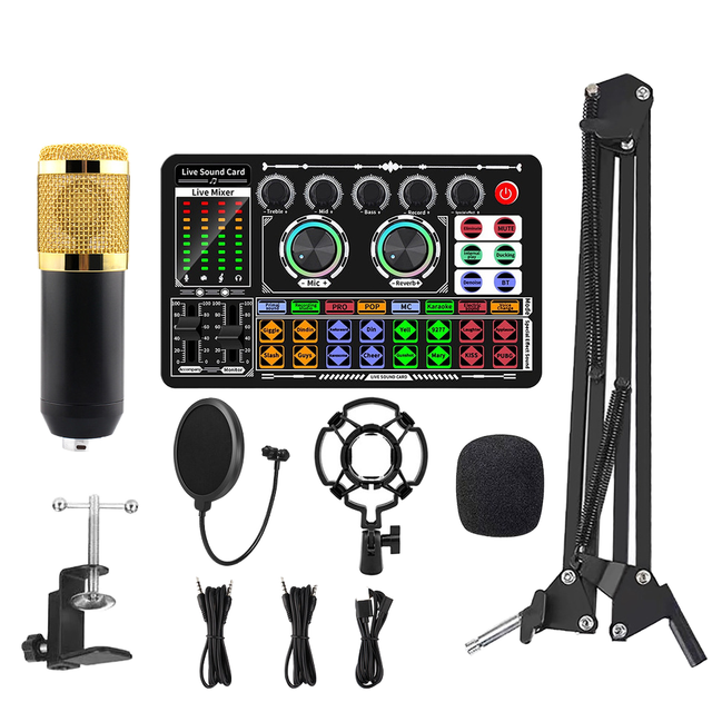 BM800 Professional Studio Condenser Kit Omni-directional Metal Wired Microphone for Cell Phone Computer 999 Sound Card