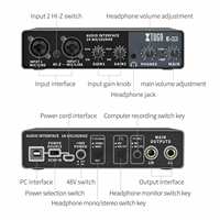 Interface audio USB portable XTUGA E22 en métal et ABS, 2 entrées 2 sorties, avec boîte cadeau pour studio d'enregistrement et utilisation en direct