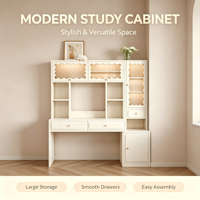 Coiffeuse moderne avec tabouret, coiffeuse au design simple avec grand miroir et 3 tiroirs pour chambre à coucher
