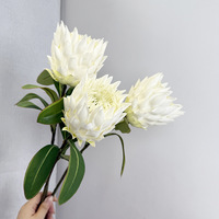 Y-187 Populaire Fleur artificielle géante en caoutchouc souple, type Artichaut et Protea, blanche, parfumée, pour décoration intérieure, Fête des Mères et Remise de diplôme