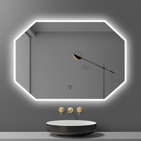 Usine personnalisée miroir de bain polygone led Villa luxe intelligent moderne led miroir Salon réglage de la luminosité led miroir de bain