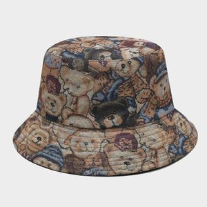 Outdoor Sunshade Fashion Caps Double Sides Reversible Pattern <b>Cute</b> Printing Fisherman Hats Cartoon <b>Bear</b> Bucket Hat - Product Image 3