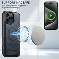 Coque de téléphone SUTENI pour iPhone 18 Pro Max, chargement magnétique sans fil, texture lisse, simili cuir, compatible avec les modèles 17, 16 Plus, 15, 14, 13, 12