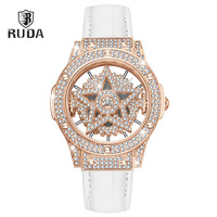 Montre à quartz pour femmes, cadran serti de cristaux, chiffres romains, design étoile, boîtier carré, bracelet en cuir, montre-bracelet tendance pour femmes