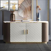 Buffet de salon moderne et luxueux MOVVON, cadre en acier inoxydable, portes de buffet, rangement, écologique, pour salle à manger, entrée d'hôtel
