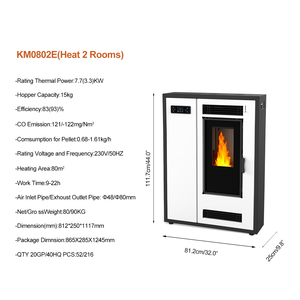 KM0802E Stufa <span class=keywords><strong>a</strong></span> <span class=keywords><strong>Pellet</strong></span> da 7,7 kW <span class=keywords><strong>per</strong></span> 2 Stanze, Stile Europeo Sottile di Lusso, con WiFi Integrato, <span class=keywords><strong>per</strong></span> Soggiorno - Product Image 4