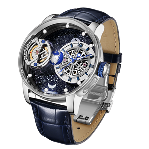 Erkekler İçin Celestial Serisi Tam Otomatik İçi Boş Mekanik Saat Çift Mekanizmalı Erkek Kişiselleştirilmiş Moda Benzersiz Mekanik Saat - Product Image 4