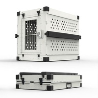 Cage à chien pliable moderne en alliage d'aluminium avec revêtement poudré, double porte et fermeture à bouton pour le transport des chiens