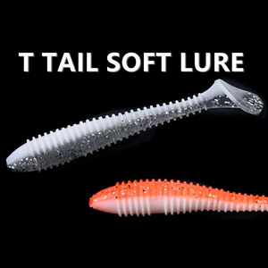 Appâts de pêche artificiels 3g, 7cm, T Paddle Tail Worm, leurre de pêche au bar, leurres de pêche en plastique souple - Product Image 2