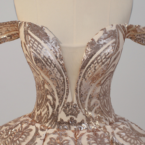 Jancember WC033 Robes de soirée vintage à paillettes dorées et épaules dénudées - Product Image 4