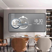 Décoration de restaurant, horloge murale moderne de luxe avec affichage numérique LED, horloge électronique, peinture artistique en porcelaine et cristal