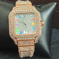 Montre Homme de Luxe Carrée Bling Hip Hop Ciel Étoilé Iced Out Lumineuse Or Quartz Diamant pour Hommes - Vente en Gros