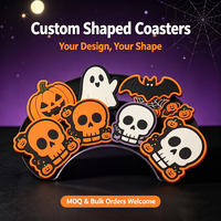 Sous-verres personnalisés en PVC pour Halloween, imperméables, antidérapants, avec logo sur mesure, pour fêtes, cadeaux promotionnels, fournisseur en gros