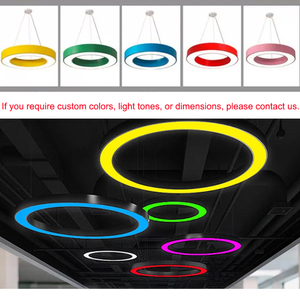 Lampadario <span class=keywords><strong>a</strong></span> <span class=keywords><strong>Sospensione</strong></span> LED Multifunzionale con Anelli Combinabili, Struttura Circolare in Ferro Colorato per Progetti di Uffici Open Space - Product Image 4