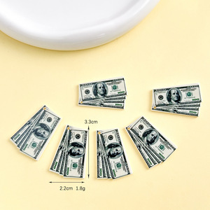 Mini dijes de resina de espalda plana con diseño de billete de dólar, cabujón, accesorios DIY, colgante de espalda plana para decoración de pinzas de pelo, dijes de resina con forma de dinero - Product Image 4