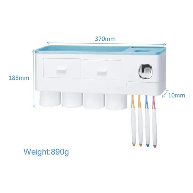 2 cups Professional Manufacturer Toothbrush Holder Rack Toothpaste Dispenser Toothbrush Holder